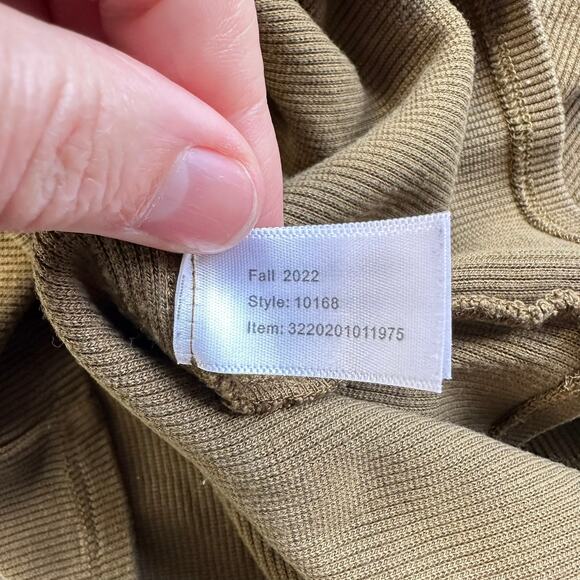 Marine Layer Lexi Ribbed Square Neck Short Sleeve Top Tan Green XS - Picture 4 of 8